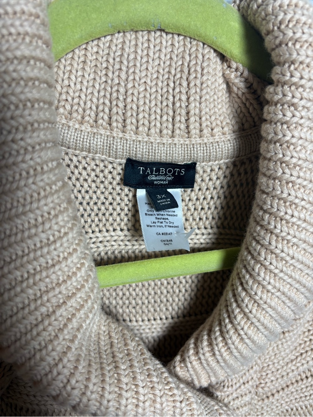 Talbots Camel Cableknit Short Sleeve Cardigan Polished Old Money Capsule Preppy - Picture 7 of 8